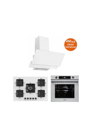 Afm Tech Ve Ferre Raven 5 Gözlü Beyaz SS036 + FM7701 + FM3301 Ankastre Set