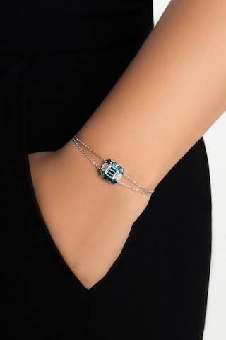 Yakamoz Işığı 18 Ayar Beyaz Altın Kaplama 19 Cm Gümüş Bileklik Gümüş - Rodyum