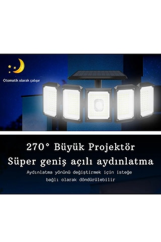 Techtic 300led Solar Güneş Enerjili Bahçe Duvar Lambası Kumandalı