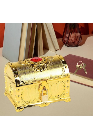 Altın Maceracı Hazine Kutusu Korsan Sahne Takı Çok Fonksiyonlu Antika Sandık