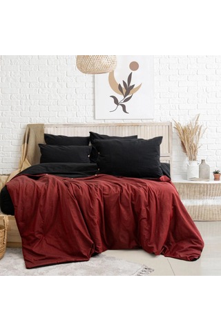 Tek Kişilik %100 Pamuk Ranforce Nevresim Takımı 160x220 Cm Bordo Lastiksiz Çarşaflı Bordo