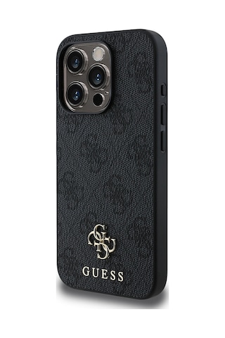 Apple Uyumlu iPhone 15 Pro Max Kılıf Guess Lisanslı Magsafe Şarj Özellikli Small 4g Classic Siyah