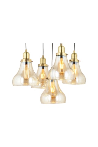 Lampaluce Cono Modern Sarkıt Salon Avizesi 5'li Sarı 40x70cm Bal - Eskitme