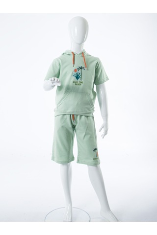 Xo Kids Erkek Çocuk Yazlık 2li Alt Üst Takım Tişort + Şort 8-14 Yaş 4221 Mint
