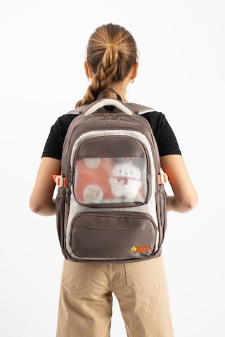 Ventis Qualty Okul Çantası Su Geçirmez Klinkır Kumaş Unisex Sırt Çantası Model 1g Vizon Beyaz