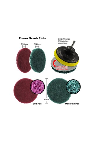 Sones 11'i 1 Arada 4 İnç Yapışkan Diskli Bulaşık Pedi Zemin Duvar Pencere Cam Temizleme Kireç Çözücü Elektrikli Matkap Fırça Başlığı Seti