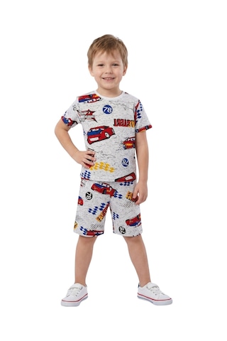 New Kids Araba Baskı Erkek Çocuk Şortlu Takım2-91146 Gri
