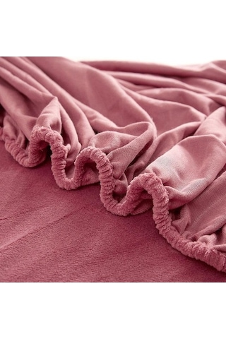 Novahub Kadife Kraliçe Yatak Örtüsü - Kış Çarşaf Koruyucu Kaymaz İkiz Yastık Kılıfı Seti - Mavi Kadife - El Ve Makine Yıkama Uygun Mavi