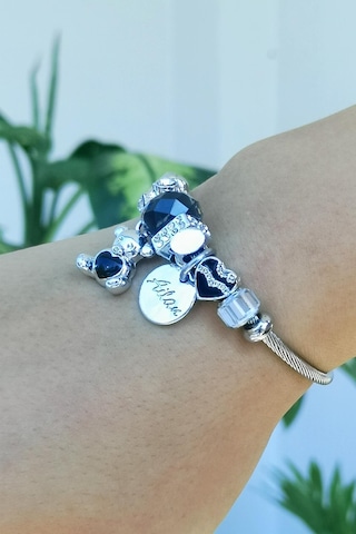 Allmisse Siyah Renk Ayıcık Charmlı Çelik Bileklik