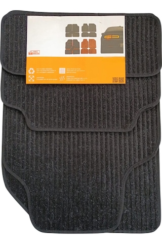 Oto Halı Paspas Hasır Universal 5 Parça Siyah Siyah Biyeli