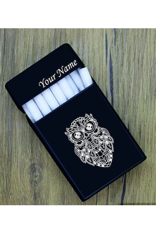 Baykuş Temalı Kişiye Özel Metal Sigara Tabakası Paketi Taşıma