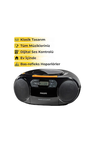 Philips AZ328/37 MP3 CD Kaset Radyo Flash Bellek Çalar Müzik Seti
