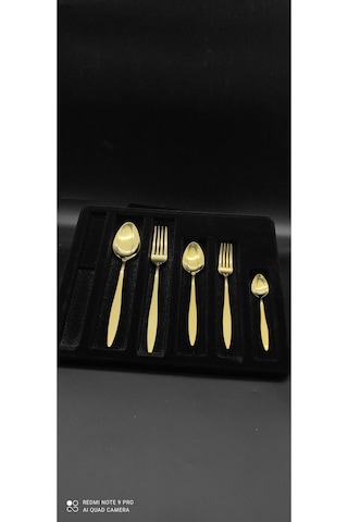 Carmen 60 Prç (Yemek Bıçaksız) Titanyum Gold Çatal  Kaşık Seti