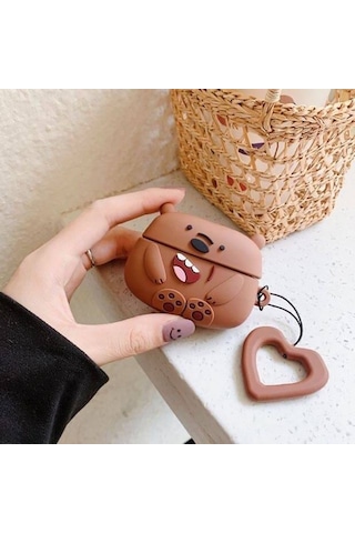 E2M Apple Uyumlu AirPods PRO KILIF BARE BEAR KAHVERENGİ