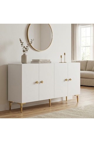 Ka1817bg Simple Konsol Ve Tv Sehpası Beyaz-gold 180cm