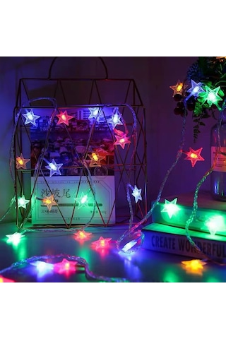 Xindoker Usb Usb Sabit Aydınlatma 3m 20 Işıkli Renkli Yıldızlı Led Süper Işık Dışarıda Kamp Dekorasyonu Askı Lambası
