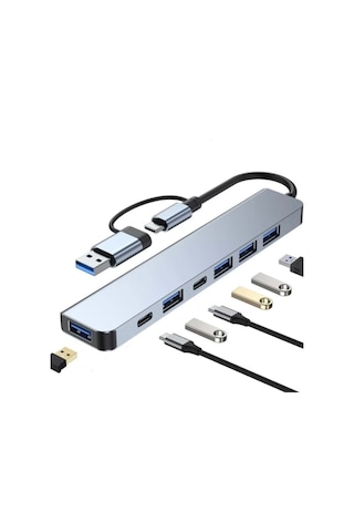 Plentiful Usb Hub 7 İn 1 Usb/type-c To Usb A, Usb C, Usb 2.0/3.0 Çevirici Adaptör Çok Portlu Tak Çalıştır Usb Çevirici