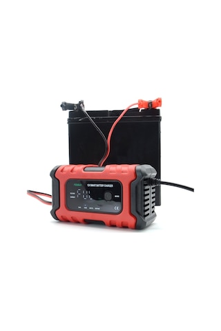 Foxsur 6a 12v Motosiklet / Araba Akıllı Akü Şarj Cihazı Kırmızı