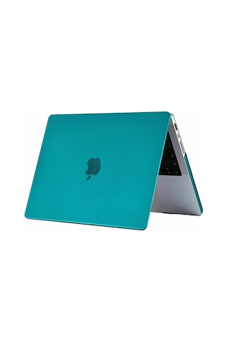 Arabulalaca Apple Uyumlu MacBook Pro 14 A2779 2023 Karbon Desenli Kılıf Yeşil