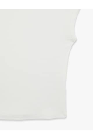 Koton Pamuklu Slim Fit Kolsuz Dik Yaka Bluz Ekru 7wak50081ek