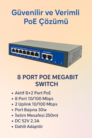 8 Port Megabit Poe Switch 10/100