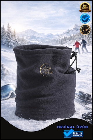 Overpet Yetişkin Polar Boyunluk Ayarlanabilir, Çok Amaçlı Boyunluk & Bere Siyah