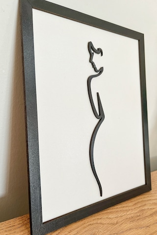 Klks521a - Modern Siyah Çerçeveli Kadın Silüetli Ahşap Tablo 3d Katmanlı Dekor 25x20 Cm
