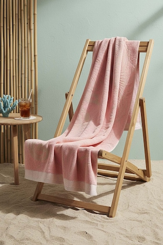 Pembe Poseidon %100 Pamuklu Plaj Havlusu 70x140 Cm