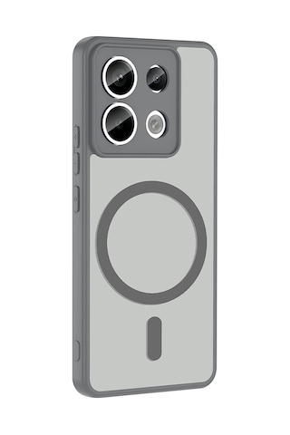 Xiaomi Redmi Note 13 Pro 5g Uyumlu Kılıf Mat Magsafe Şarj Özellikli Hassas Butonlu Renkli Yumuşak Kenarlı Premium Babet Kapak Gri
