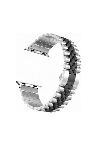 Watch 42mm Uyumlu Krd-36 Metal Prl Kordon Gümüş-siyah
