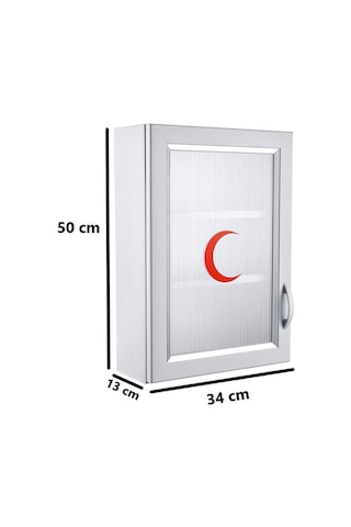 Omnipazar Clk-159 Pvc İlk Yardım Ecza Dolabı 3 Raflı Kapaklı Beyaz Beyaz