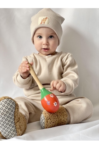 MiaBaby Bereli Üçlü Takım 001 Bej