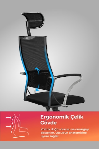 Ergolife Sit Air-180 Ergonomik Yönetici Koltuğu / Ofis Sandalyesi - 574.5d.40.2a2 Çok Renkli