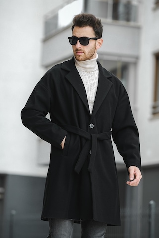 Oksit Layun Erkek Kemerli Oversize Rahat Kesim Kaşe Kaban Palto 001