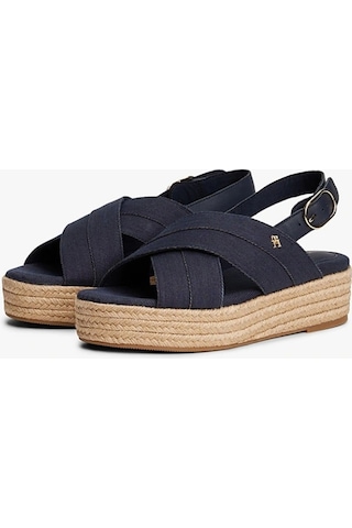Tommy Hilfiger Denım Espadrılle Platform Sandal Siyah