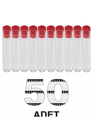 12x75 Mm Deney Tüpü Dibi Yuvarlak Kapaklı 50 Adet