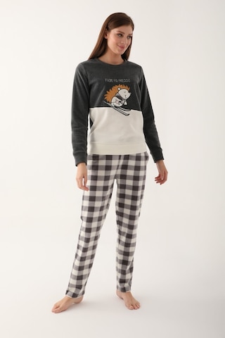 Arnetta Fa Fredo Koyu Gri Kadın Uzun Kol Pijama Takım
