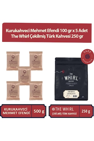 Kurukahveci Mehmet Efendi 5 x 100 G + The Whirl Çekilmiş Türk Kahvesi 250 G