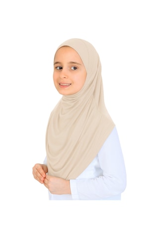 Modish Group Kız Çocuk Hazır Başörtüsü Pratik Penye Şal Tesettür Giyim Bej