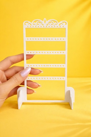 Dekoratif Küpe Standı Organizer 3d Baskı Takı Askılığı, Küpe Düzenleyici, Masaüstü Takı Standı Beyaz