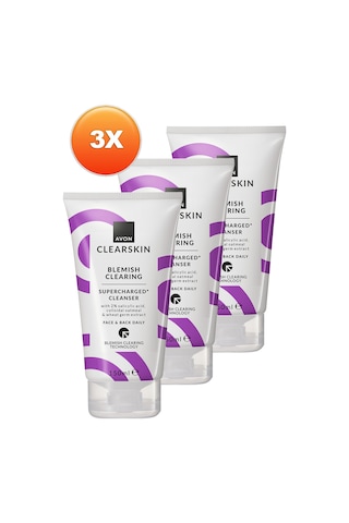 Avon Clearskin Supercharged Lekeler İçin Yüz Temizleyici 3 x 150 ML