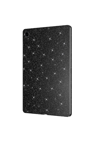 Samsung Galaxy Tab S10 Lite / S10 Fe / S9 Fe 10.9 Uyumlu Simli Parlak Koton Tablet Kılıf Standlı Koruyucu Kapak Siyah