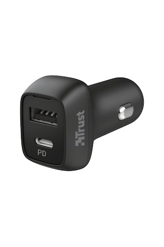 Trust Çift Ultra Hızlı Araç Şarj Cihazı USB ve USB C - Siyah