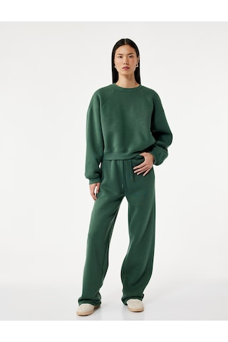 Koton Regular Fit Üç İplik Uzun Kollu Bisiklet Yaka Basic Sweatshirt Yeşil 6wak10033ek Yeşil