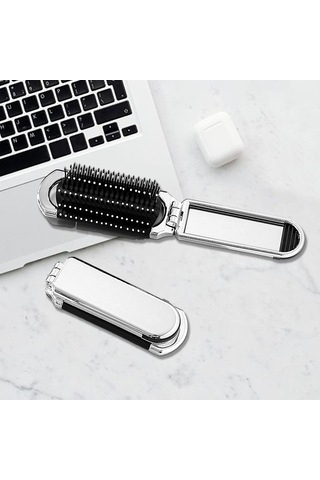 1 Paket Katlanabilir Kompakt Saç Fırçası Aynalı - Seyahat Dostu Cep Boy Masaj Tarağı Saç Şekillendirme Ve Spor Salonu Kullanımı İçin