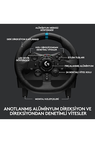 Logitech G923 Ps5. Ps4 Ve Pc Ile Uyumlu Yarış Direksiyonu Ve Ped