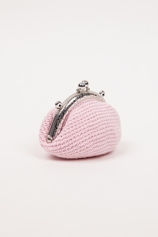 Fabric Craft Bag Bozuk Para Cüzdanı Merserize Pamuk Klipsli Örgü Pudra Pembesi