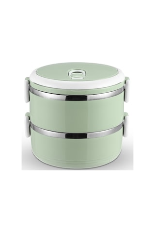 Skycity 1.4l Yeşil İki Katlı Taşınabilir Termoslu Yemek Kutusu - Gıda Grubu Paslanmaz Çelik İç Fişekli Yeşil