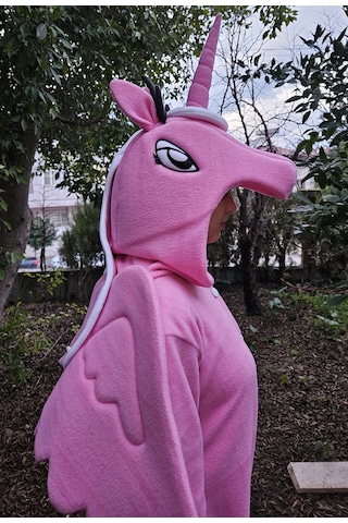Unicorn Kostümü Yetişkin Unicorn Pijama Tulum Kostüm Pembe