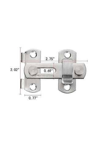 Pazly 4 Adet Gümüş Paslanmaz Çelik Sürgülü Kapı Kilit Seti - 7x5 Cm Şarap Dolabı Ve Mobilyalar İçin Gümüş